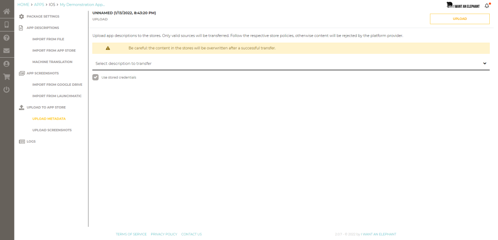 Upload and transfer with a click